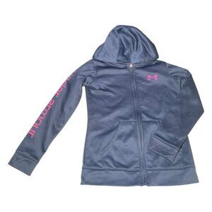 Under Armour Youth Small Zip Up Sweatshirt Hoodie Sweater UA Grey Pink Sport YSM